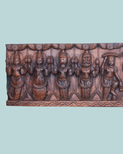 Rectangular Vishnu Dasavatar Wooden panel 42"