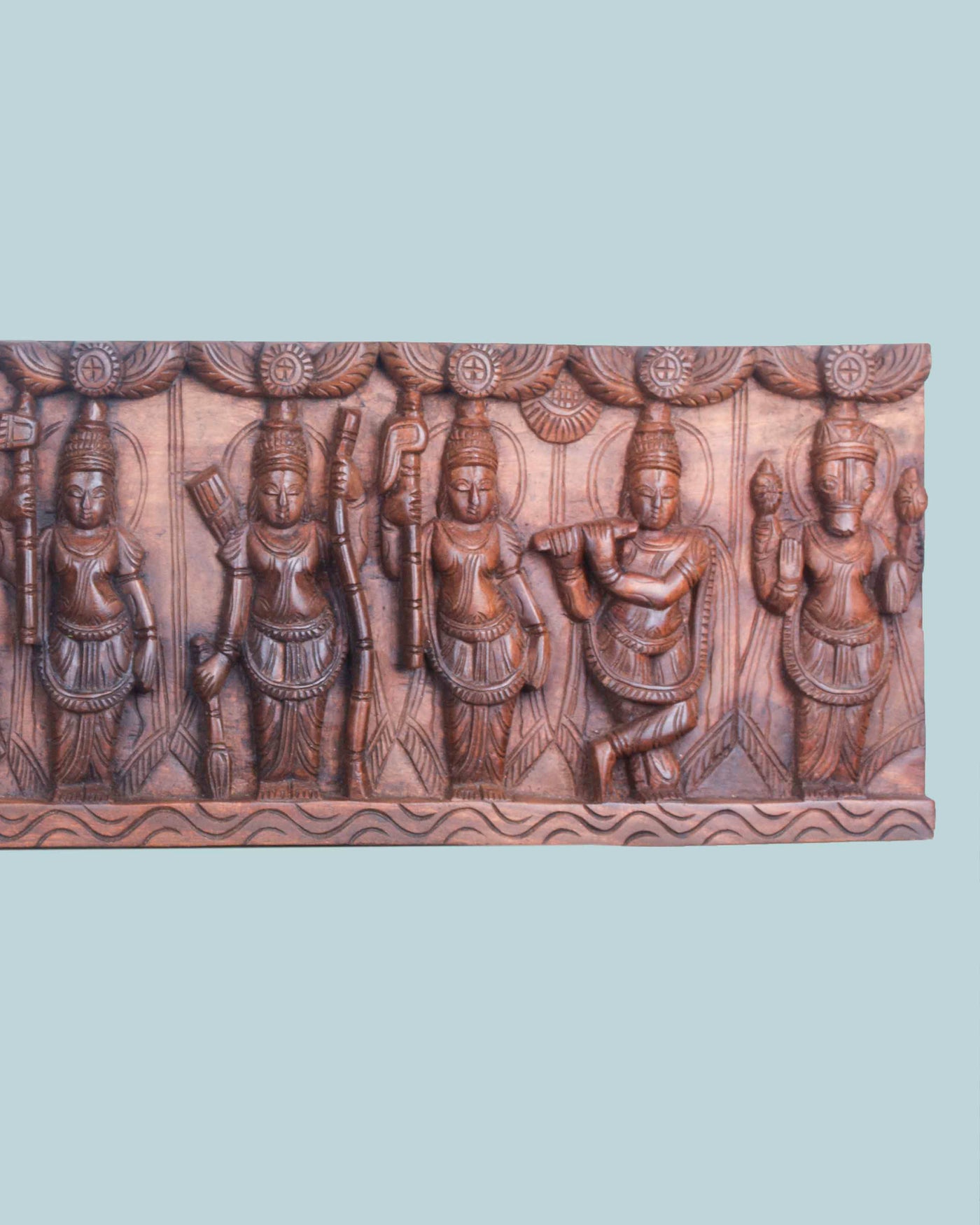 Rectangular Vishnu Dasavatar Wooden panel 42"