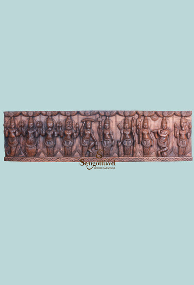 Rectangular Vishnu Dasavatar Wooden panel 42"