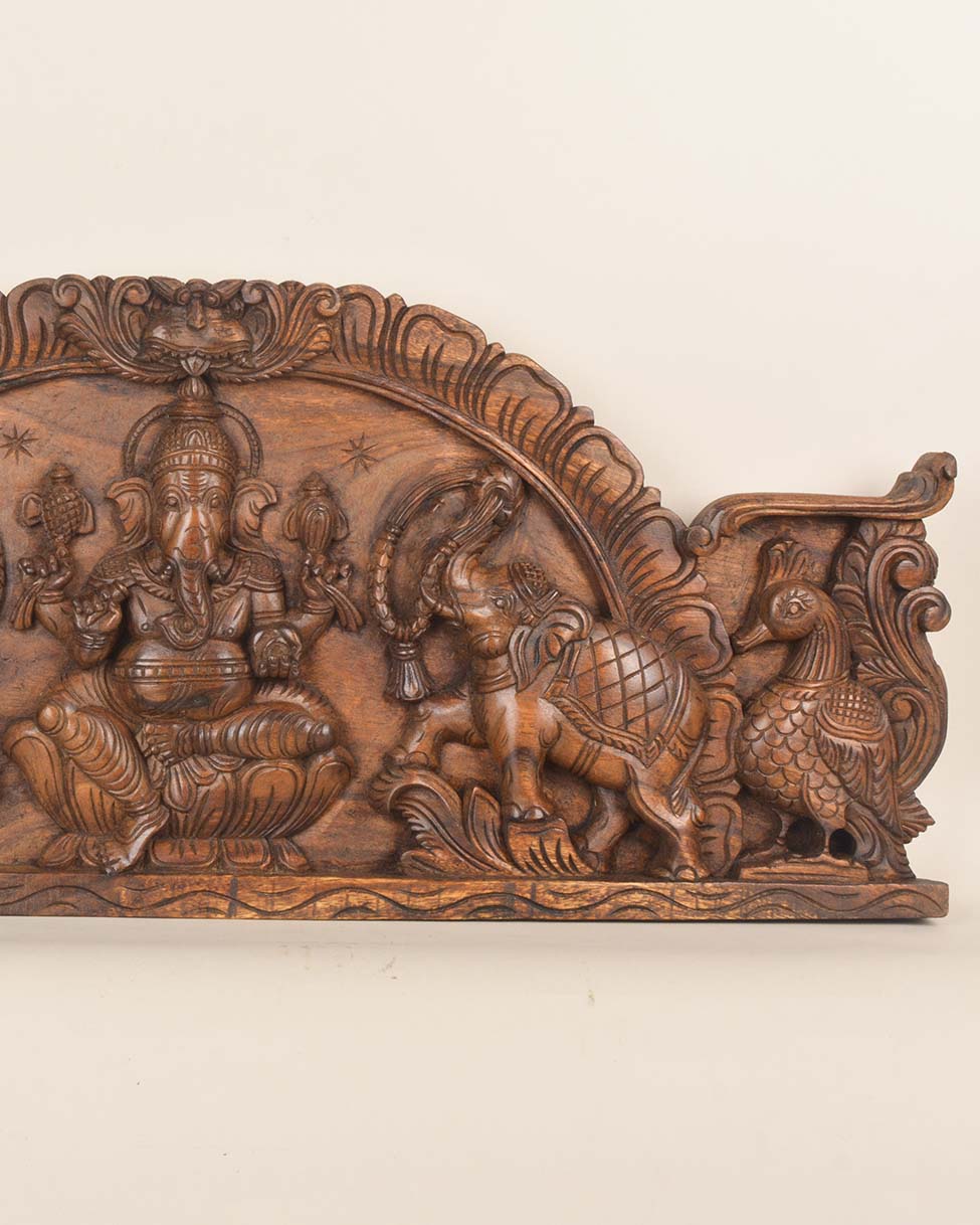 Arch Gaja Ganesha with Hamsa Bird Wall panel 36"