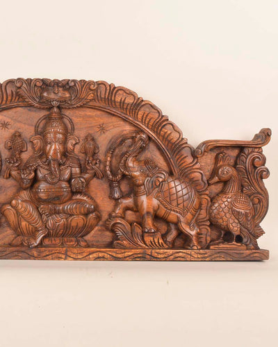 Arch Gaja Ganesha with Hamsa Bird Wall panel 36"
