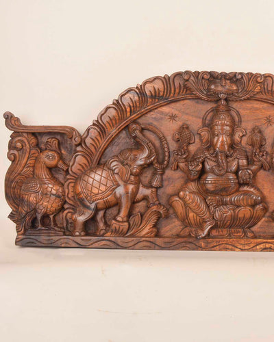 Arch Gaja Ganesha with Hamsa Bird Wall panel 36"