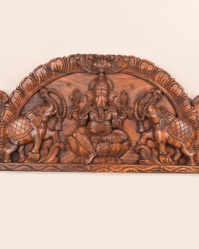 Arch Gaja Ganesha with Hamsa Bird Wall panel 36"
