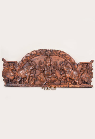 Arch Gaja Ganesha with Hamsa Bird Wall panel 36"