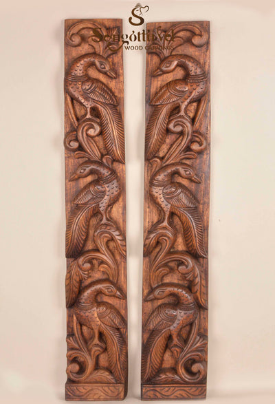 Paired Beautiful Peacocks on leaf wall Mount 37"