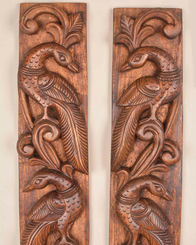 Paired Beautiful Peacocks on leaf wall Mount 37"