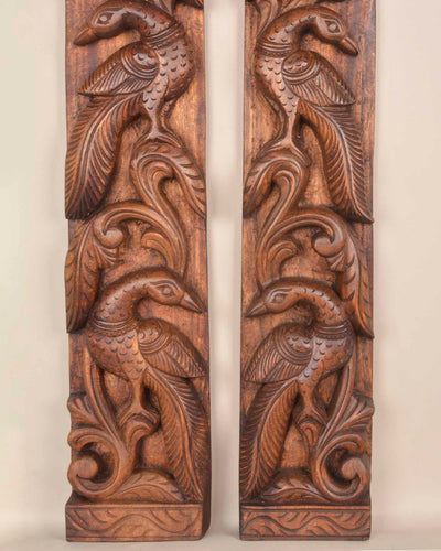 Paired Beautiful Peacocks on leaf wall Mount 37"