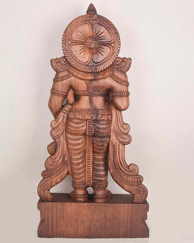 Abhaya Mudra Vishnu On Beedam Wooden Sculpture 38"