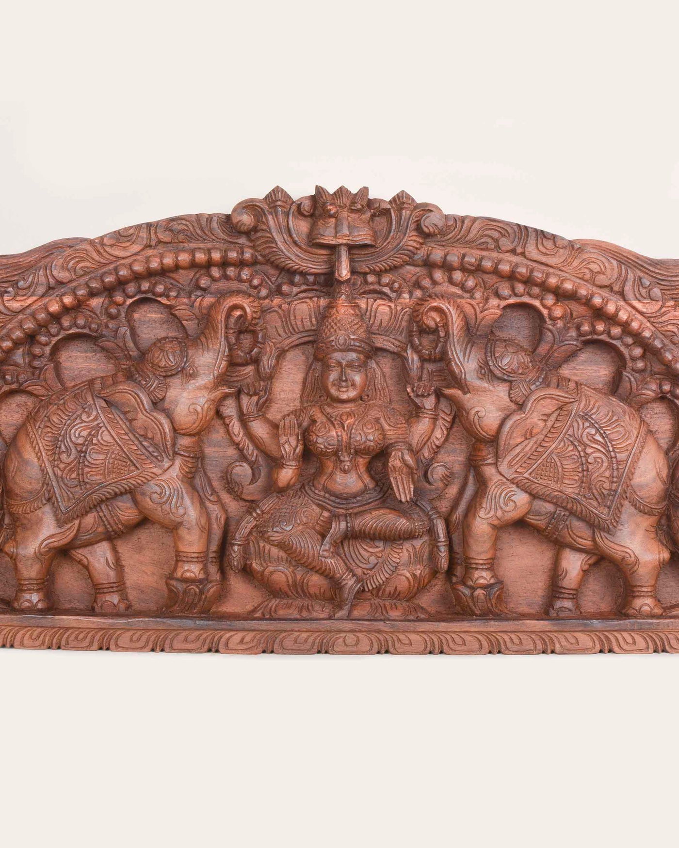 Handcarved Wooden Goddess GajaLakshmi panel 42"
