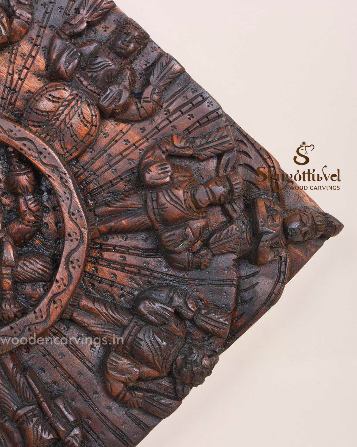 Carved Square Lord Vishnu Dasavatar Wall Mount 17"