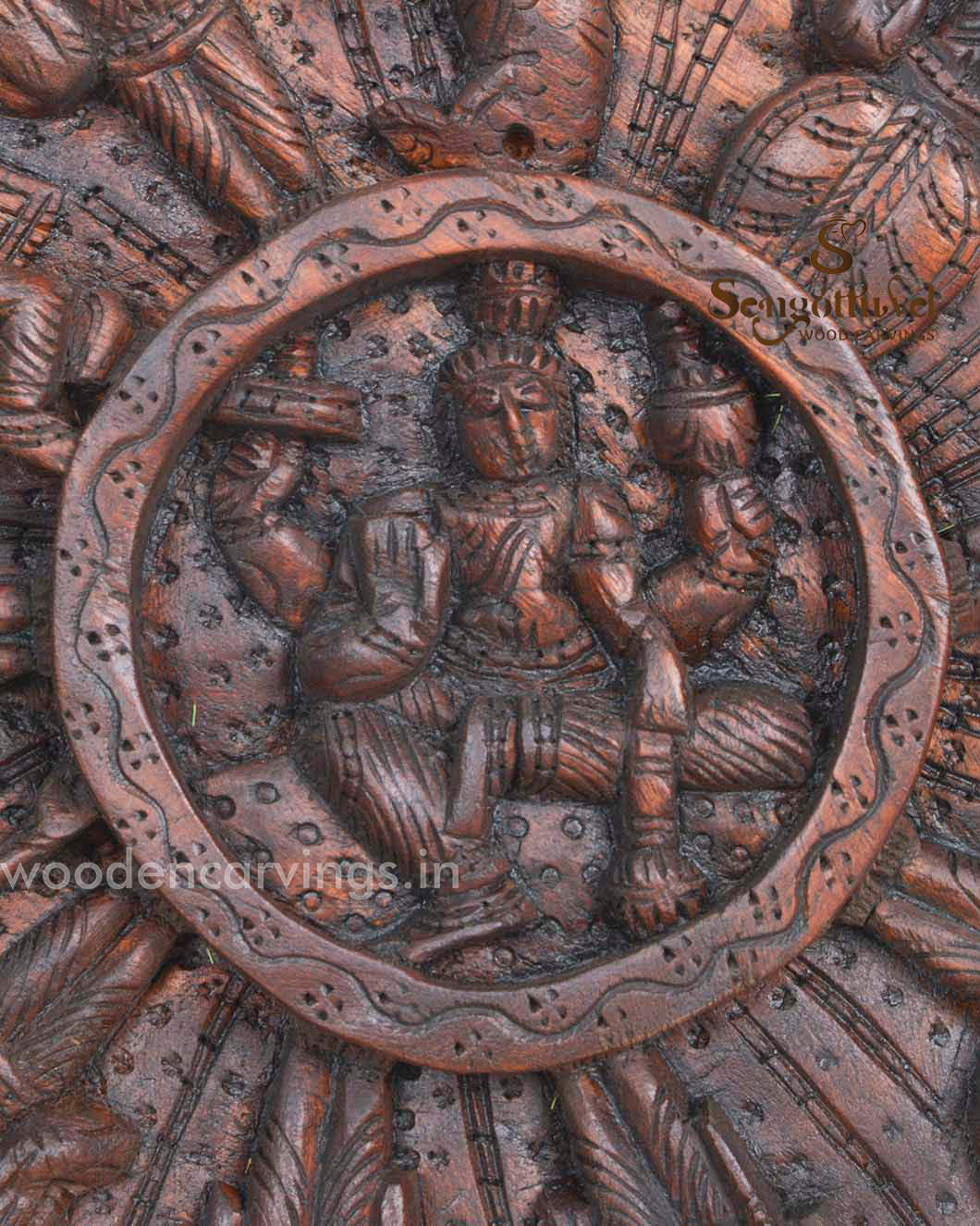 Carved Square Lord Vishnu Dasavatar Wall Mount 17"