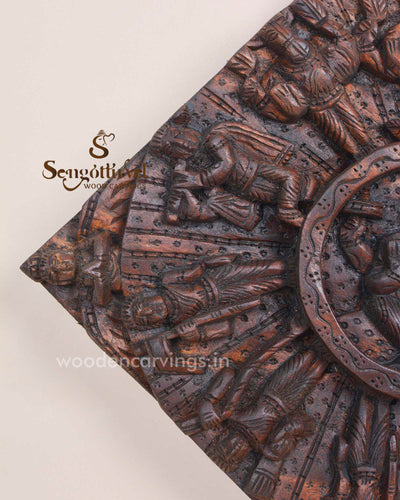 Carved Square Lord Vishnu Dasavatar Wall Mount 17"