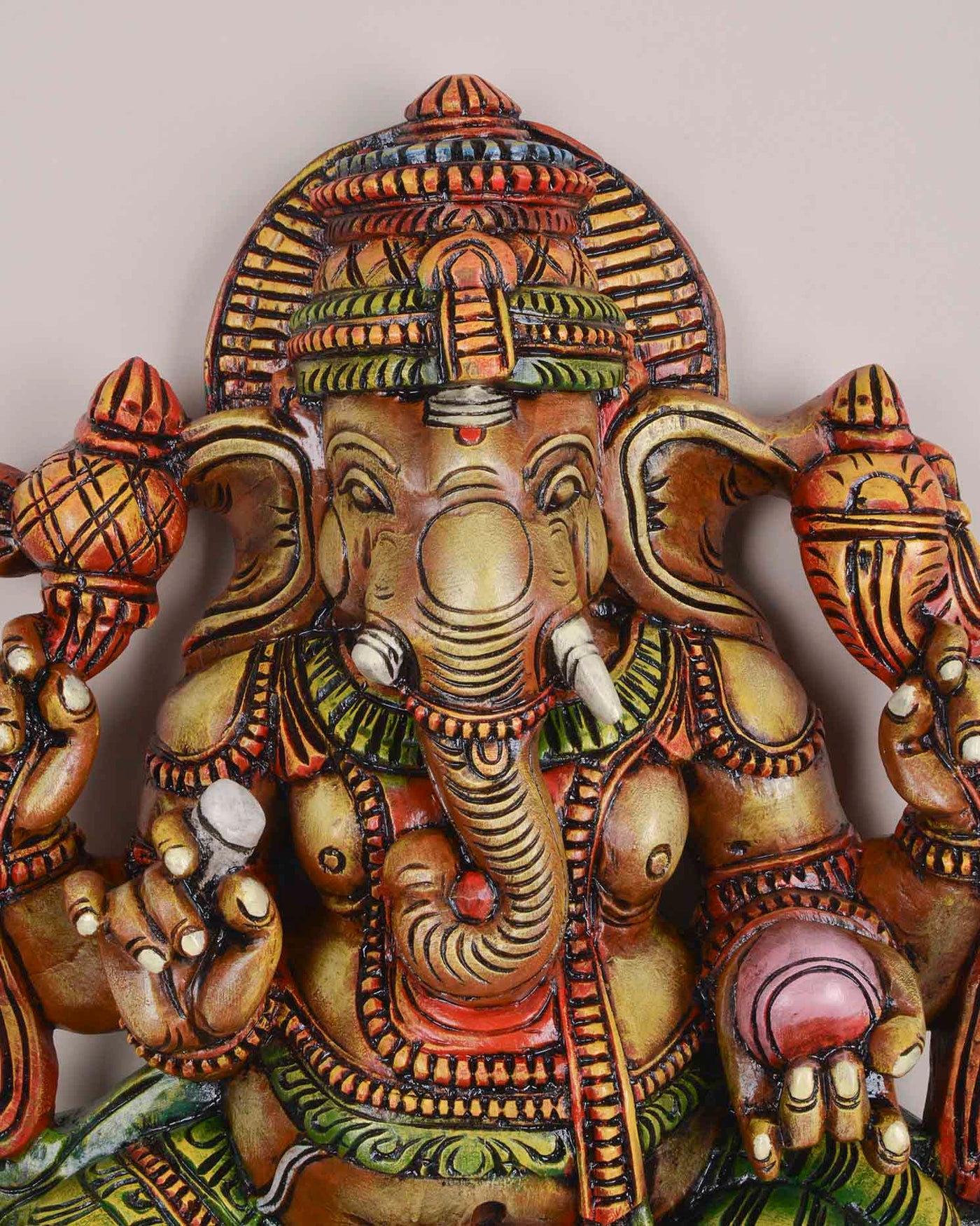 Pink Lotus Ganesha Holding His Fav Mothak Sculpture 36"