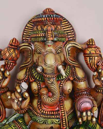 Pink Lotus Ganesha Holding His Fav Mothak Sculpture 36"