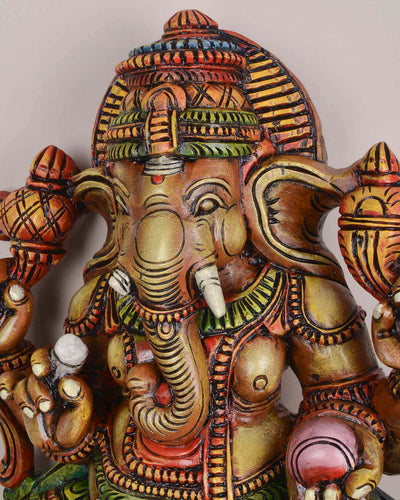 Pink Lotus Ganesha Holding His Fav Mothak Sculpture 36"