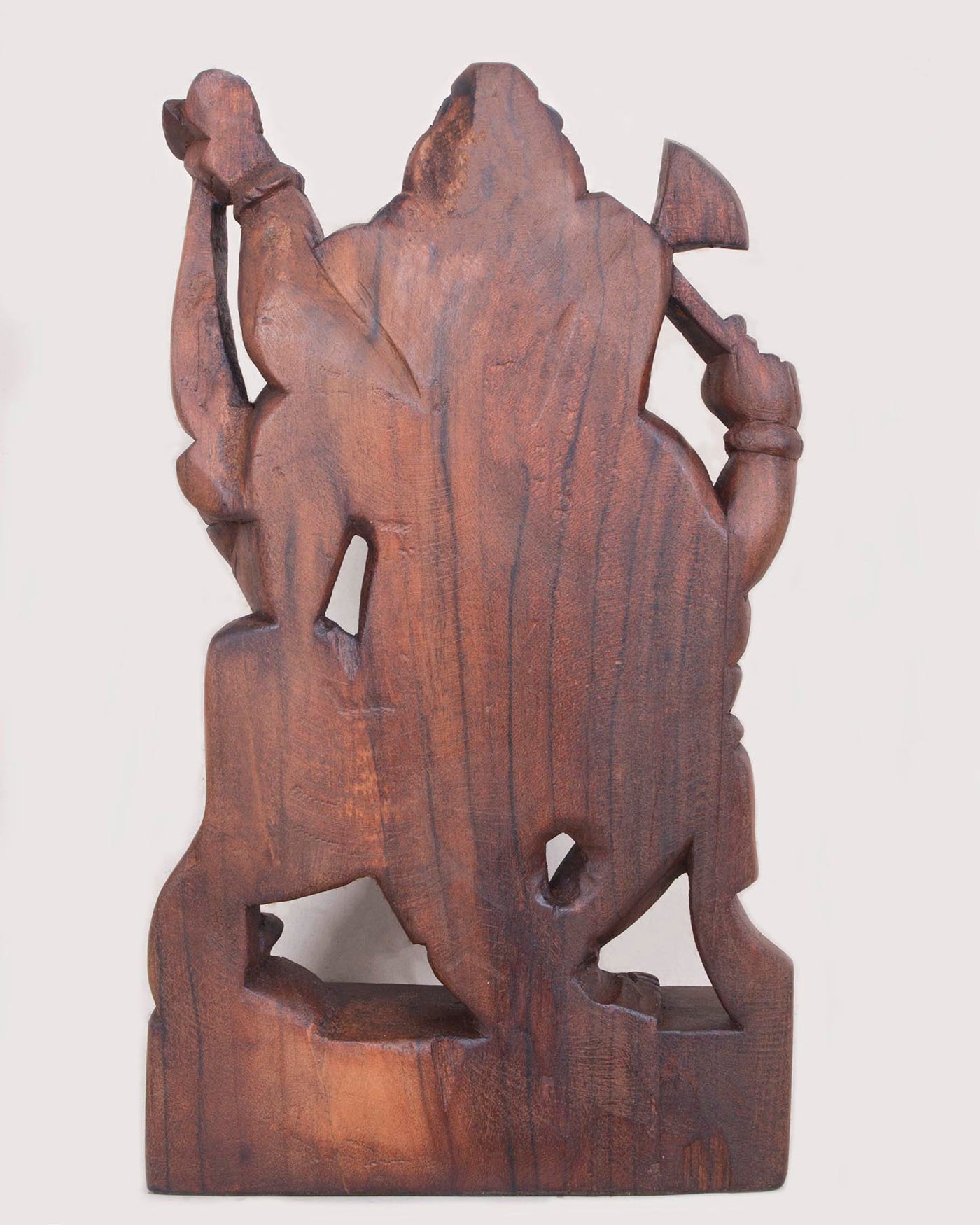 Holding Axe,Ankusha,Ladoo Ganesh Wooden Sculpture 14"