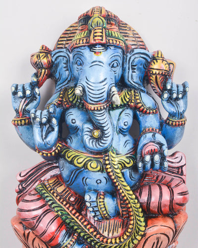 God Ganesha Fine Sky Blue Colour Finishing Sculpture 24"