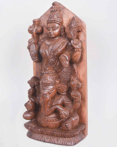 Lord Ganesh With Mahadev Wooden Wall Mount 11"