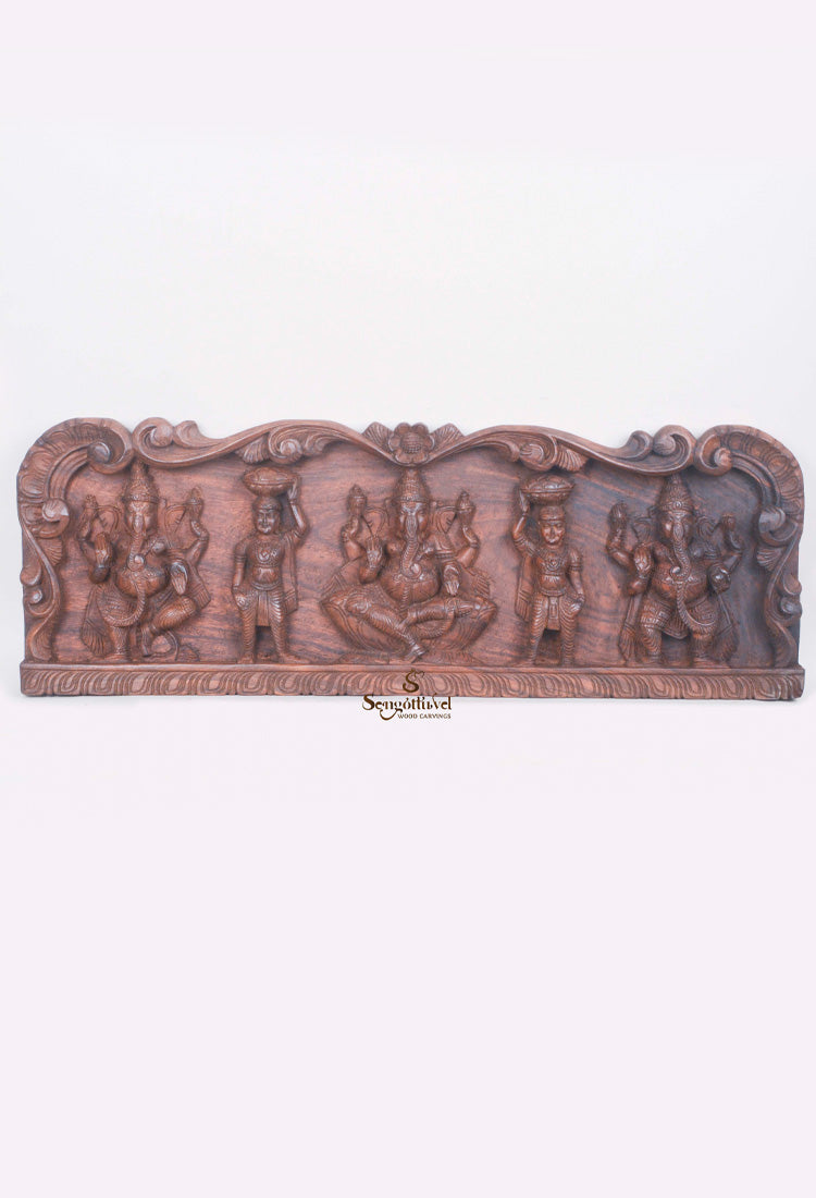 Lord Ganesh Three Forms with Sevagars Wall panel 35"