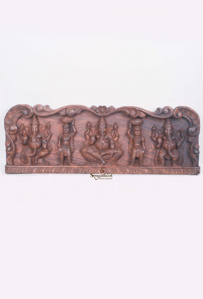 Lord Ganesh Three Forms with Sevagars Wall panel 35"