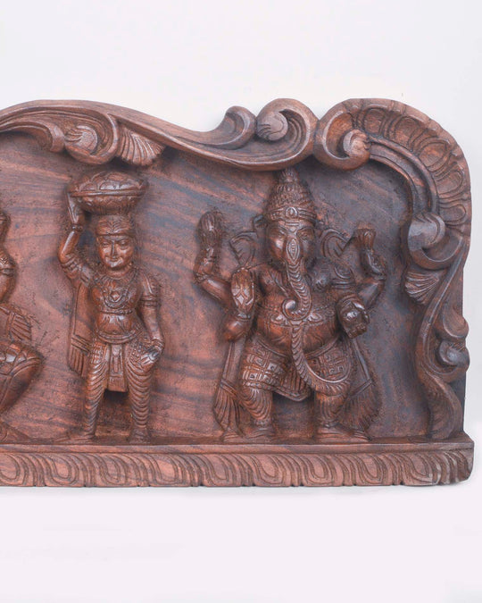 Lord Ganesh Three Forms with Sevagars Wall panel 35"