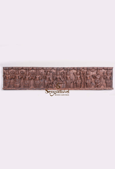 Wooden Mahavishnu Ten Powerful Avatars Wall Panel 48"