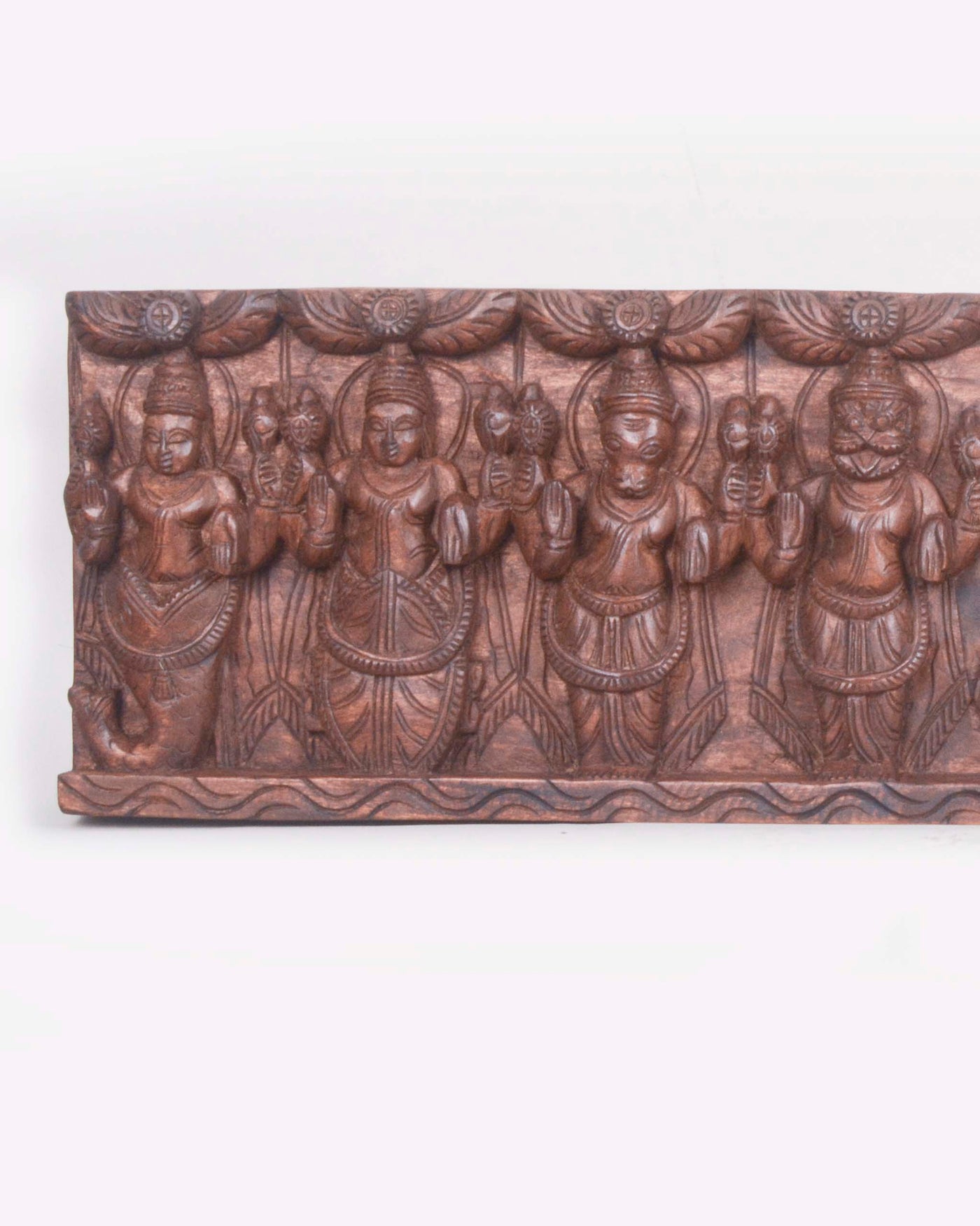 Wooden Mahavishnu Ten Powerful Avatars Wall Panel 48"