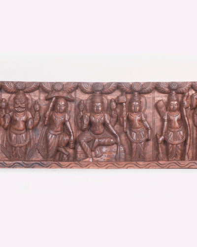 Wooden Mahavishnu Ten Powerful Avatars Wall Panel 48"