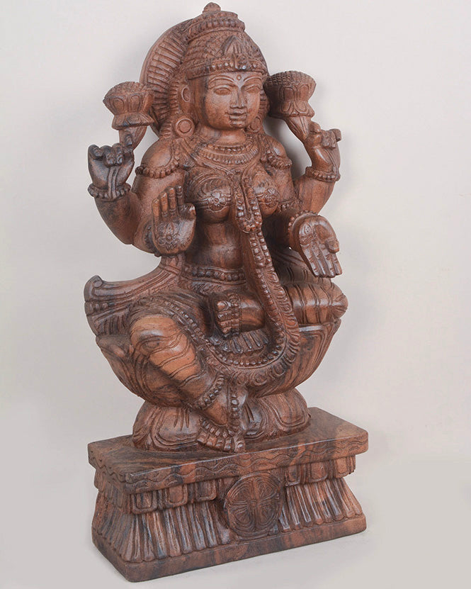 Shri MahaLakshmi Blessing Devotees on Lotus Sculpture 24"