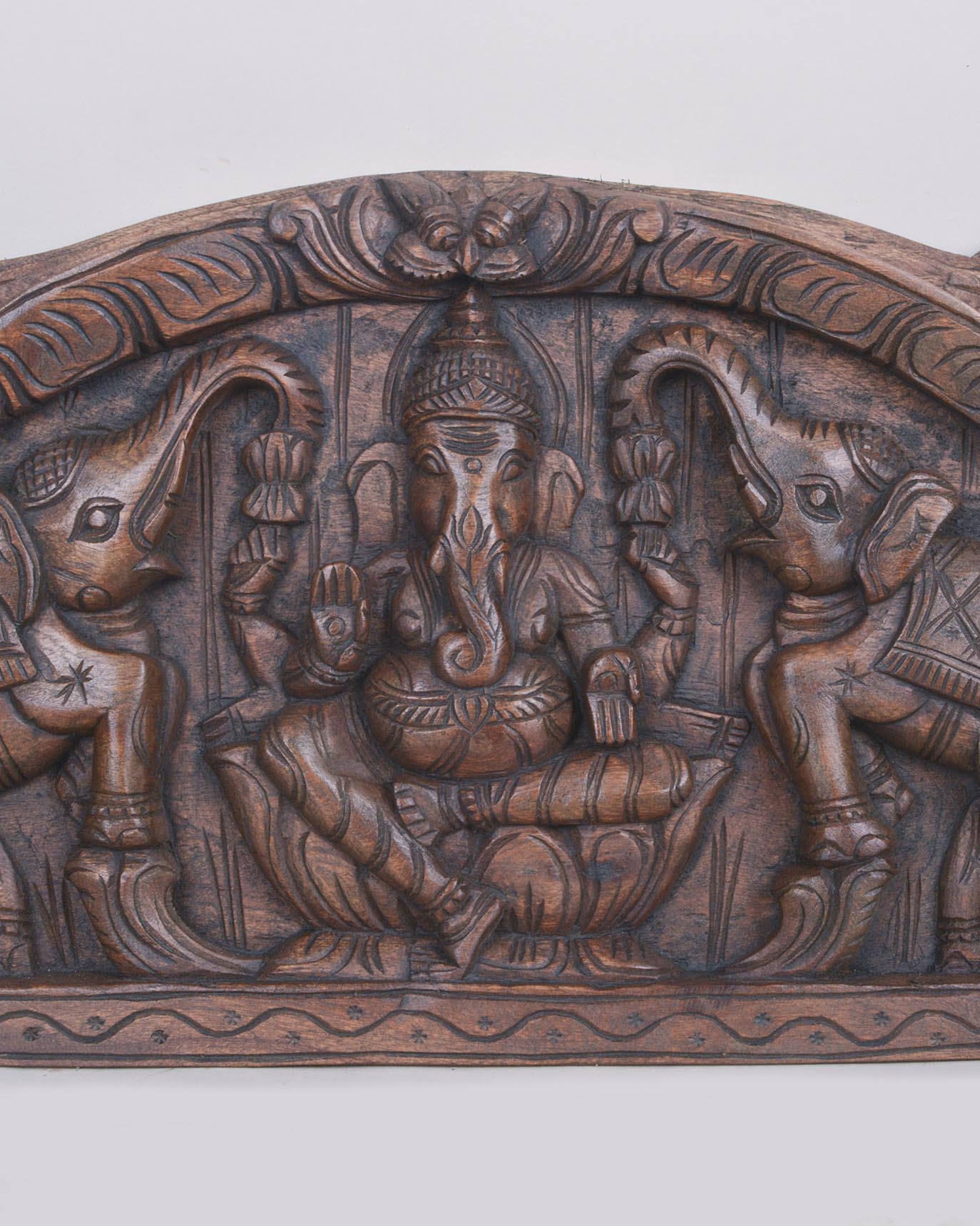 Arch Design Wooden Gaja Ganesh&Parrots Wall panel 24"