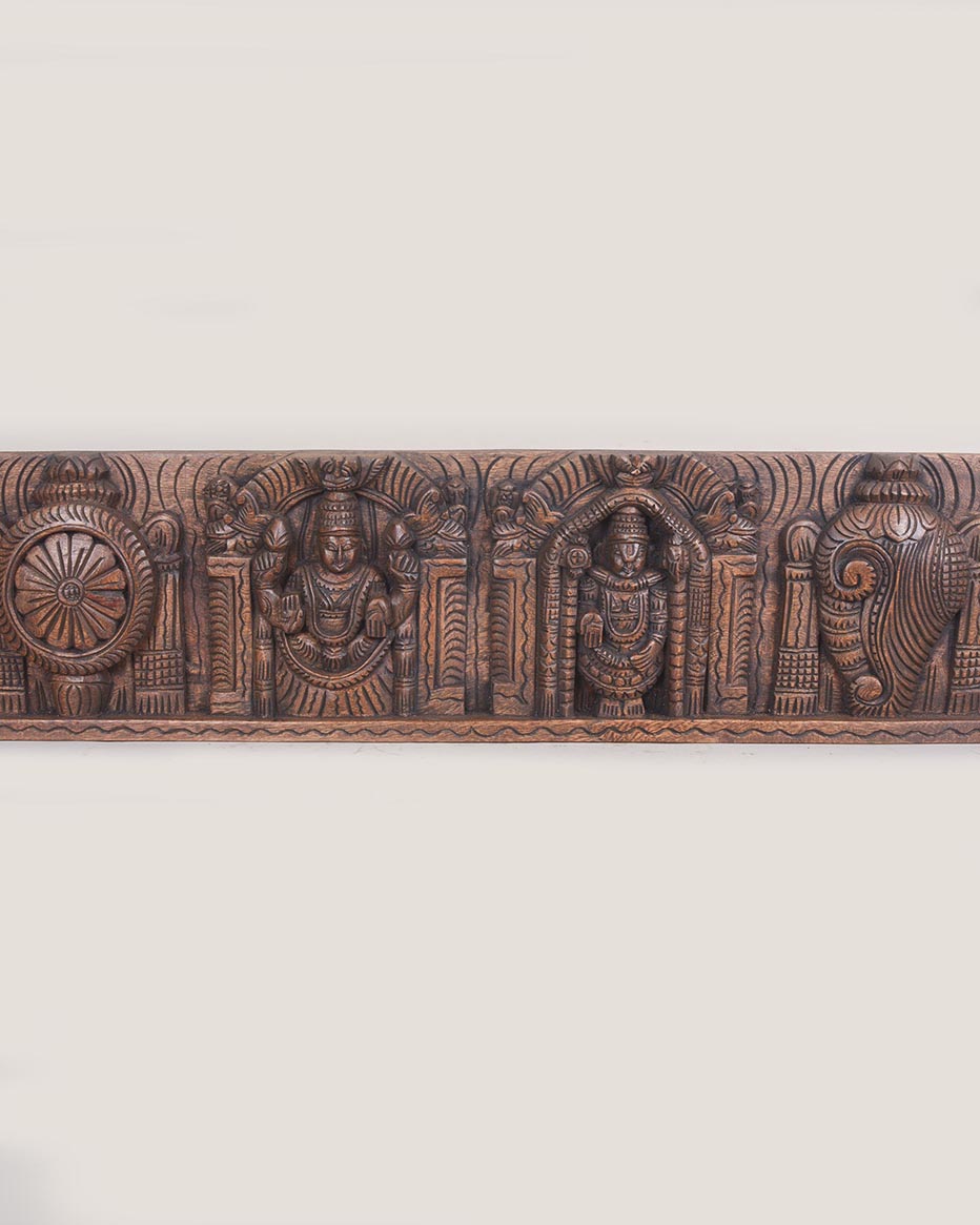 Lord Balaji with Padmavathi conch and chakra panel 36"