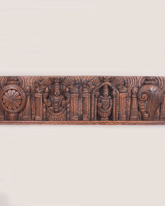 Lord Balaji with Padmavathi conch and chakra panel 36"
