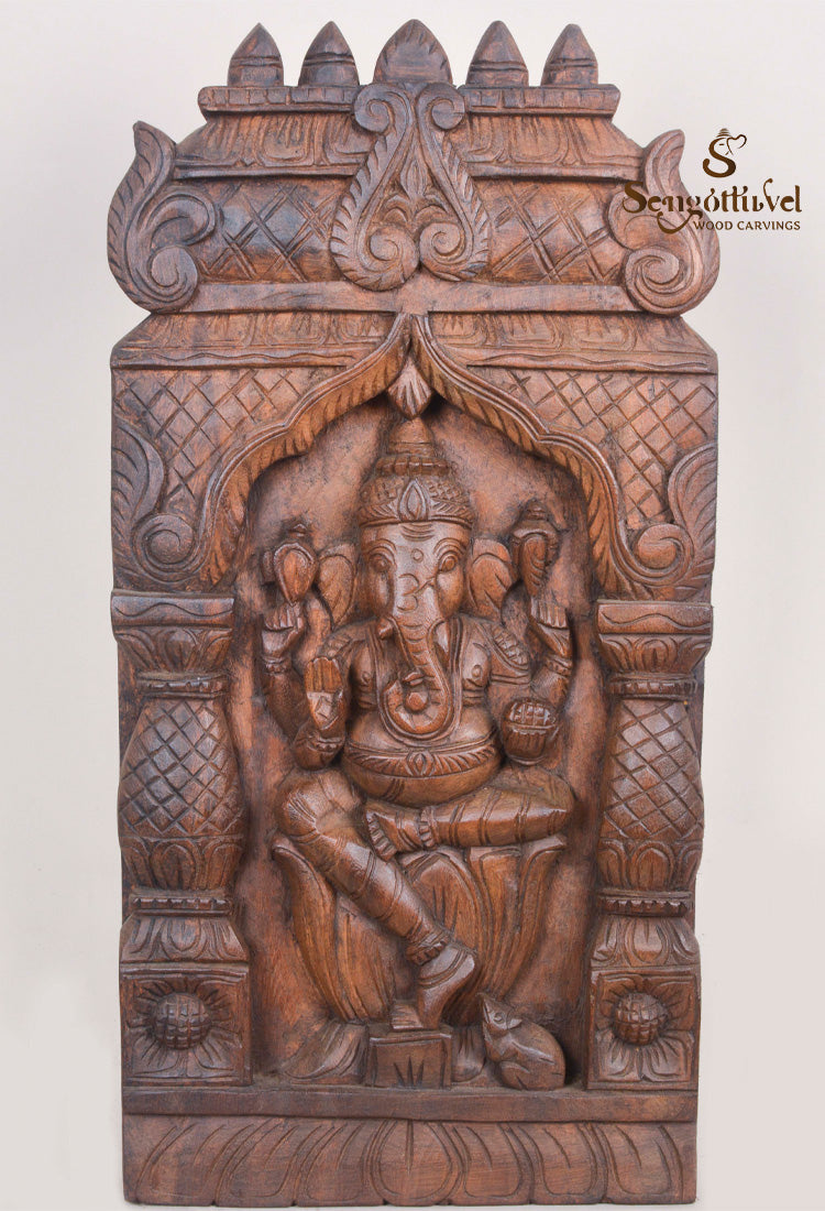 Pillar with Kopuram Design Lord Ganesh Kaavadi Wall Mount 24"
