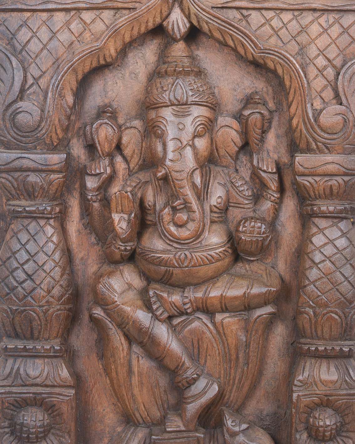 Pillar with Kopuram Design Lord Ganesh Kaavadi Wall Mount 24"