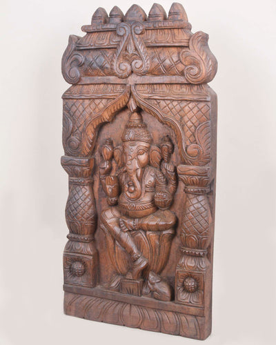 Pillar with Kopuram Design Lord Ganesh Kaavadi Wall Mount 24"