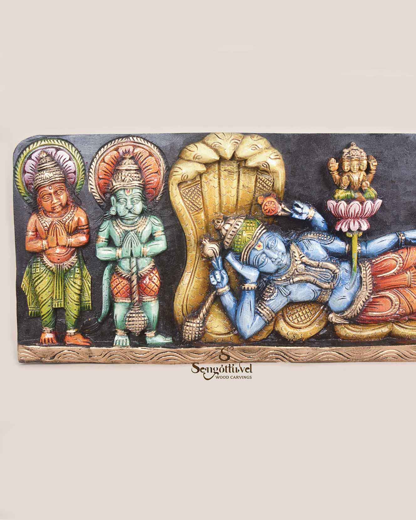 Reclining Ranganathar with Lord&Goddess Horizontal panel 36"