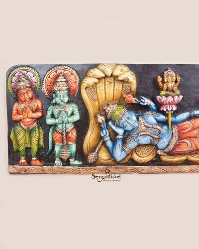 Reclining Ranganathar with Lord&Goddess Horizontal panel 36"