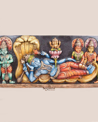 Reclining Ranganathar with Lord&Goddess Horizontal panel 36"
