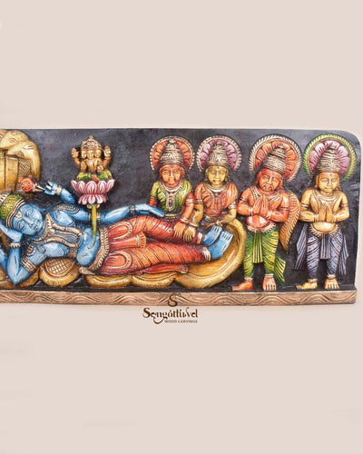 Reclining Ranganathar with Lord&Goddess Horizontal panel 36"