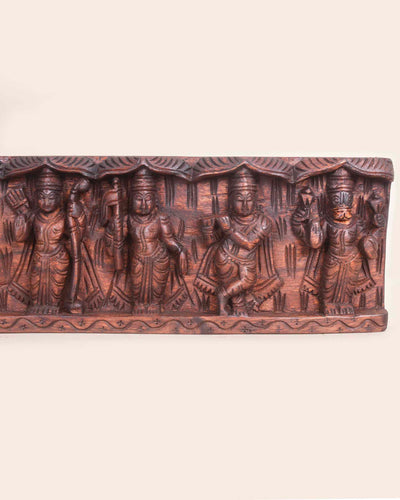 Ten Avatars of Mahavishnu Vaagai Wood Wall panel 36"