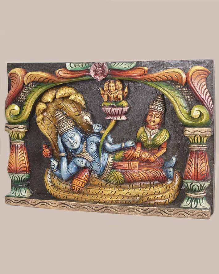 Ranganathar with Lakshmi Pillar Design Coloured Panel 18"