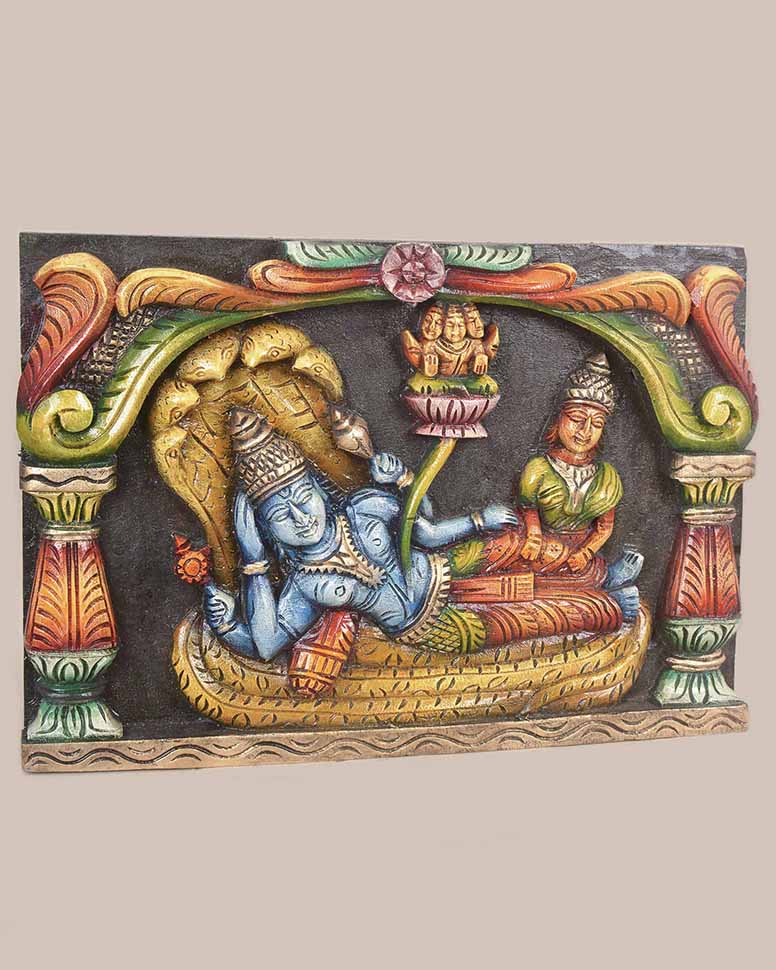 Ranganathar with Lakshmi Pillar Design Coloured Panel 18"
