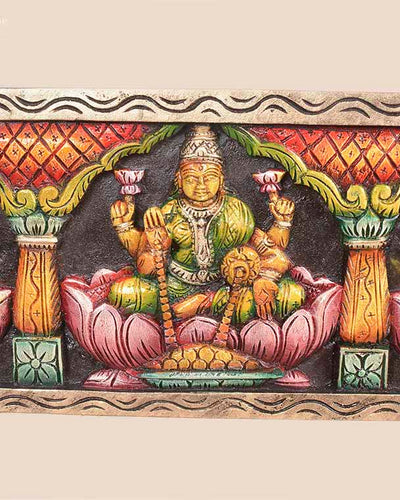 Temple Look MahaLakshmi, Ganesh, Saraswathi Horizontal Panel 36"