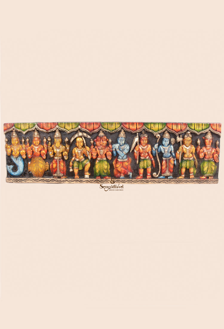 Mahavishnu Various Avatars Multicolour Wall Panel 36"