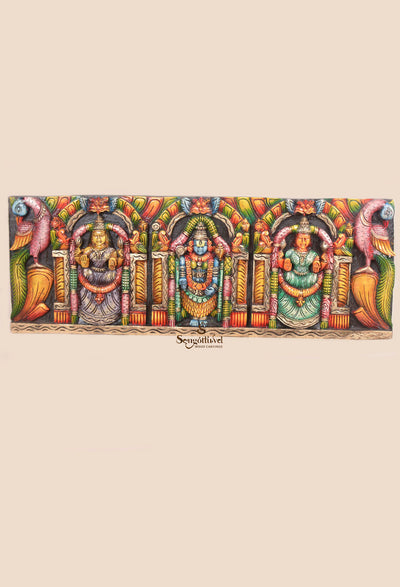 Tirupathi Balaji with Lakshmi & Padmavathi Wall Panel 36"