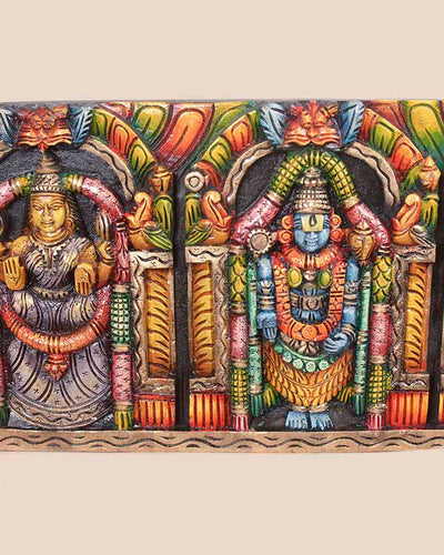 Tirupathi Balaji with Lakshmi & Padmavathi Wall Panel 36"