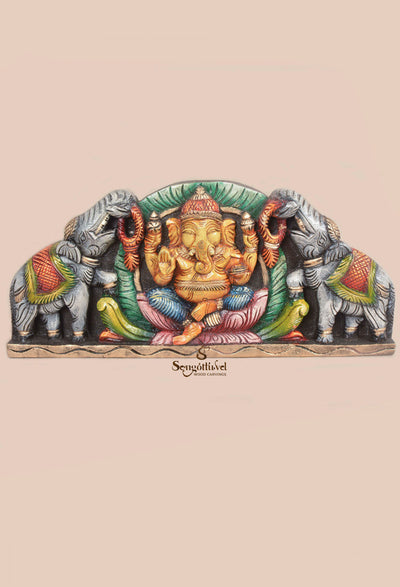 Grey Elephants Gaja Ganesha Home Decor Wall Mount 18"