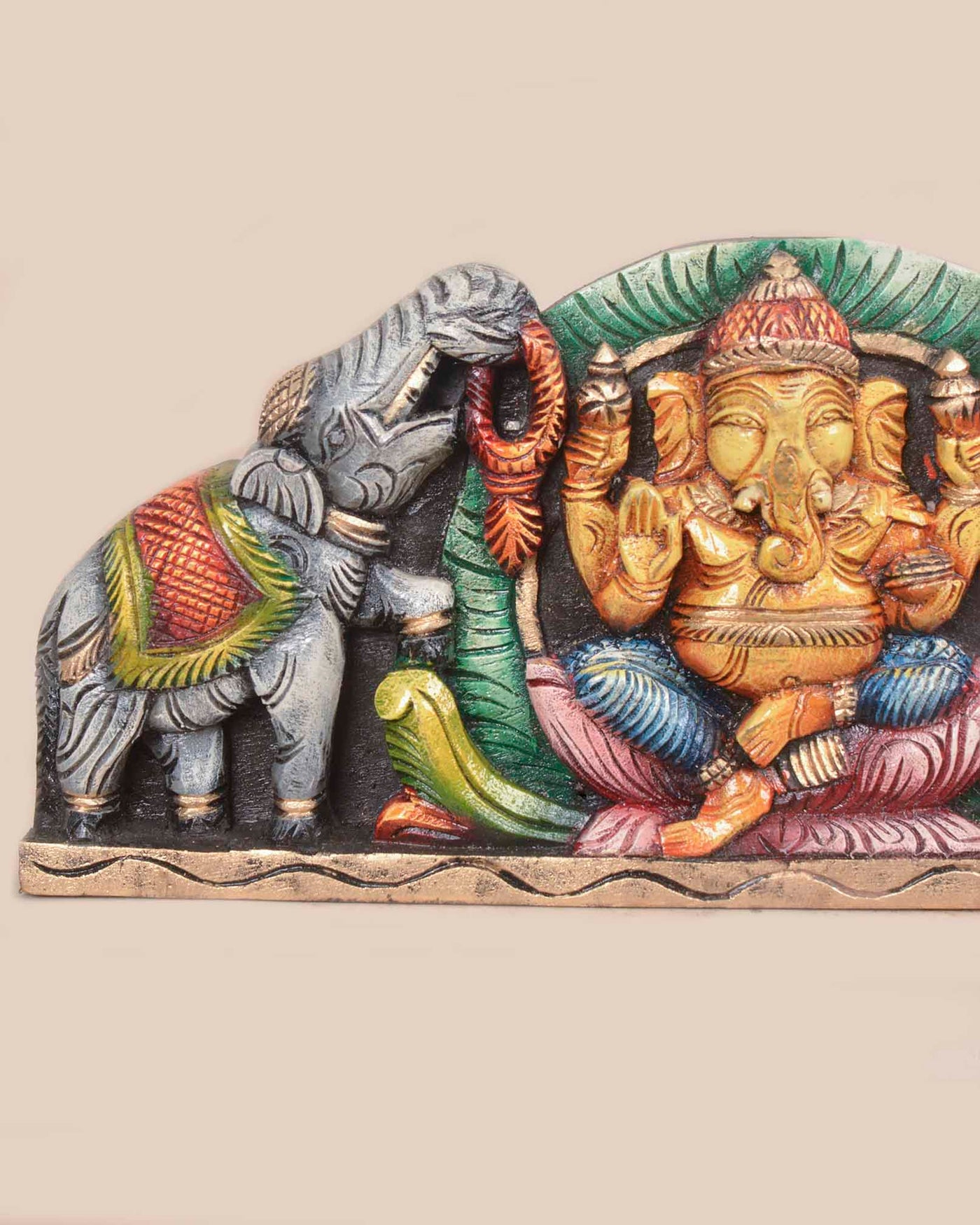 Grey Elephants Gaja Ganesha Home Decor Wall Mount 18"