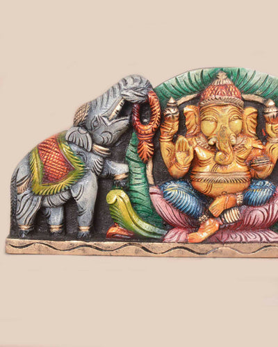 Grey Elephants Gaja Ganesha Home Decor Wall Mount 18"