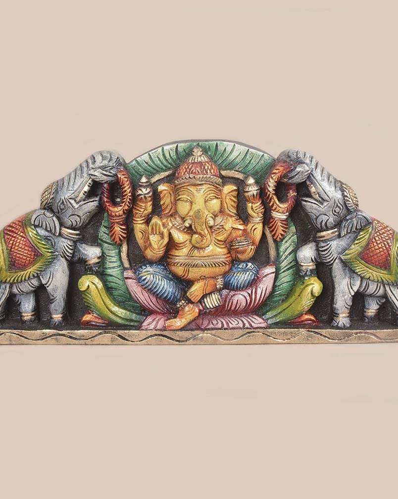 Grey Elephants Gaja Ganesha Home Decor Wall Mount 18"